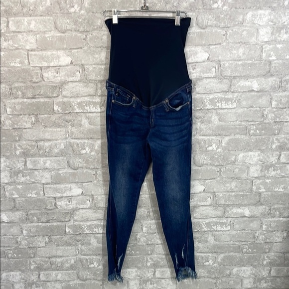 KanCan Blue Maternity Skinny Jeans with Stretchy Belly Panel - Picture 1 of 7
